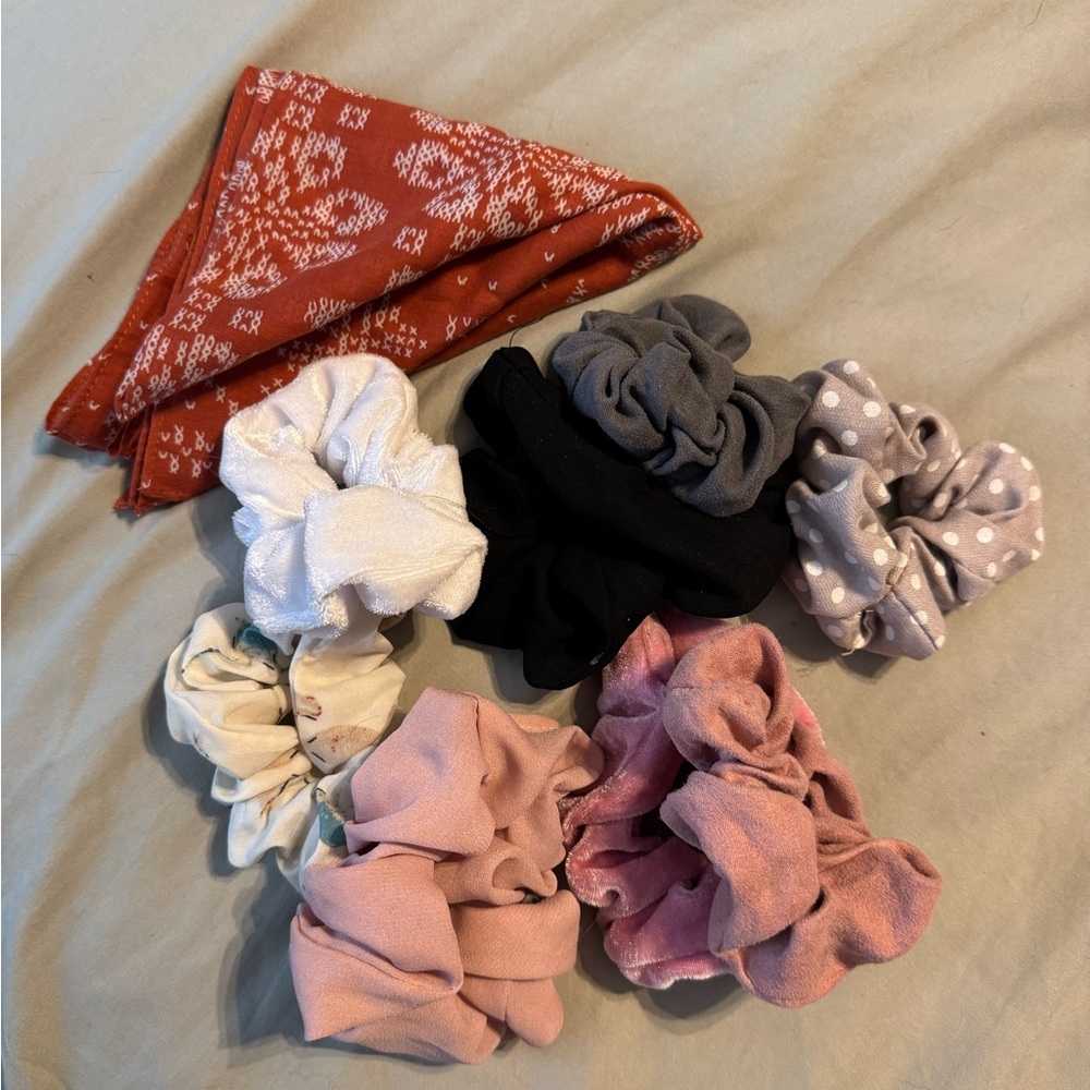 Assorted Hair Scrunchies and Bandanna